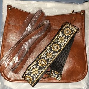 Leather Crossbody Bags Trendy Shoulder Bag with 2 Adjustable Strap